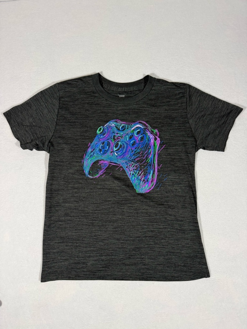 Tek Gear Boys Youth Gray Graphic T-Shirt Gaming Controller Tee Kids M